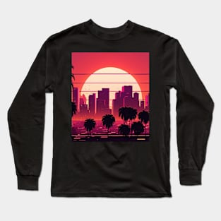 80s Exotic Synthwave Sundown Long Sleeve T-Shirt